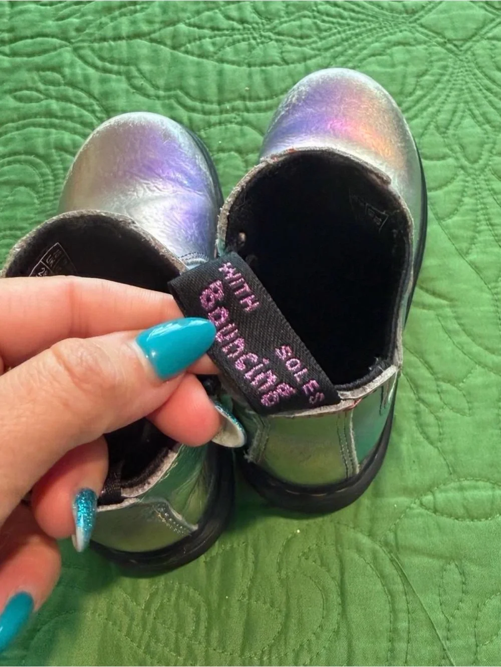 Dr. Martens iridescent silver & purple boots